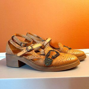 SILENT D - Western Style flats, ornate buckles & low chunky heels - EU 39 US 8.5